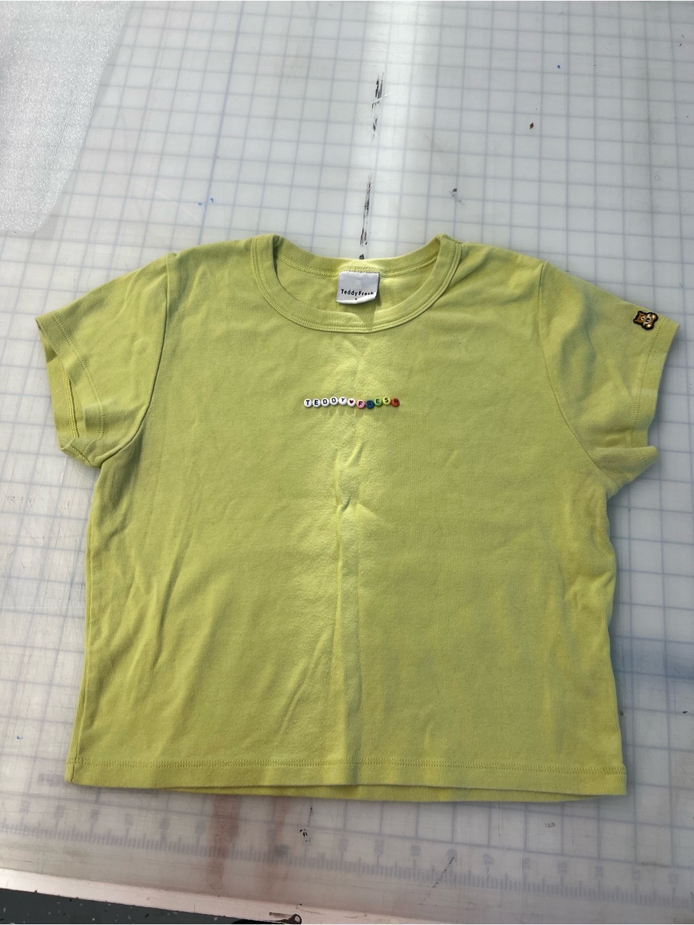 Teddy Fresh Lime Green Baby Tee with Bead Detail